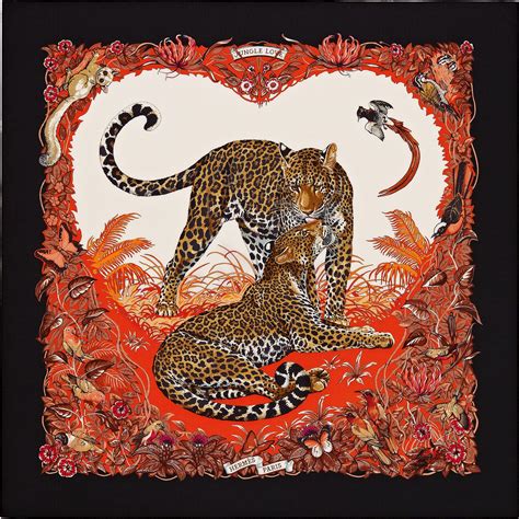 red hermes pocket jungle love red scarf 16x16|hermes jungle love scarf.